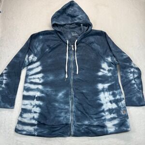 LIVI Tie Dye Full Zip Hoodie Sweatshirt Pockets Athleisure Blue White 22/24‎